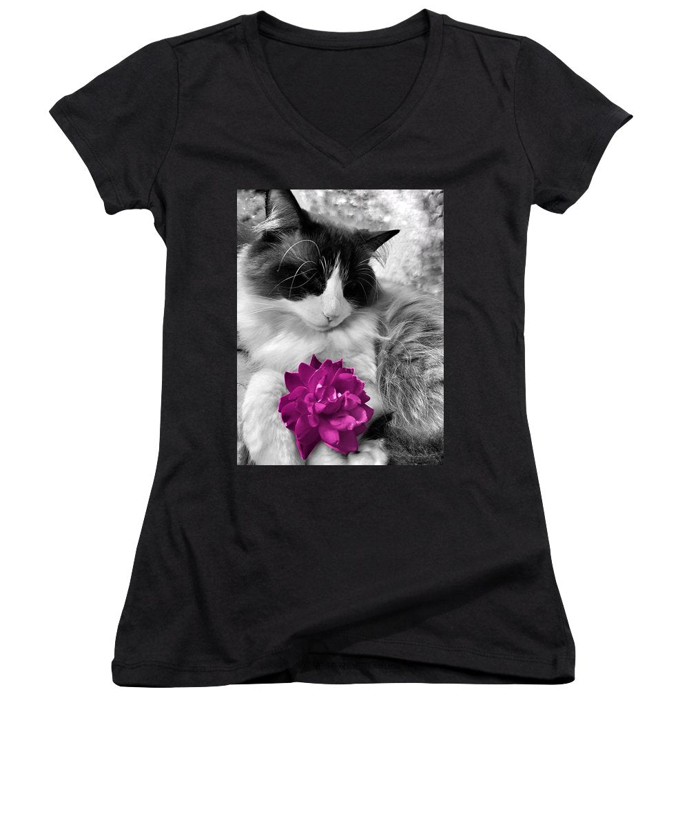 Fiona's Fuschia Flower - Women's V-Neck