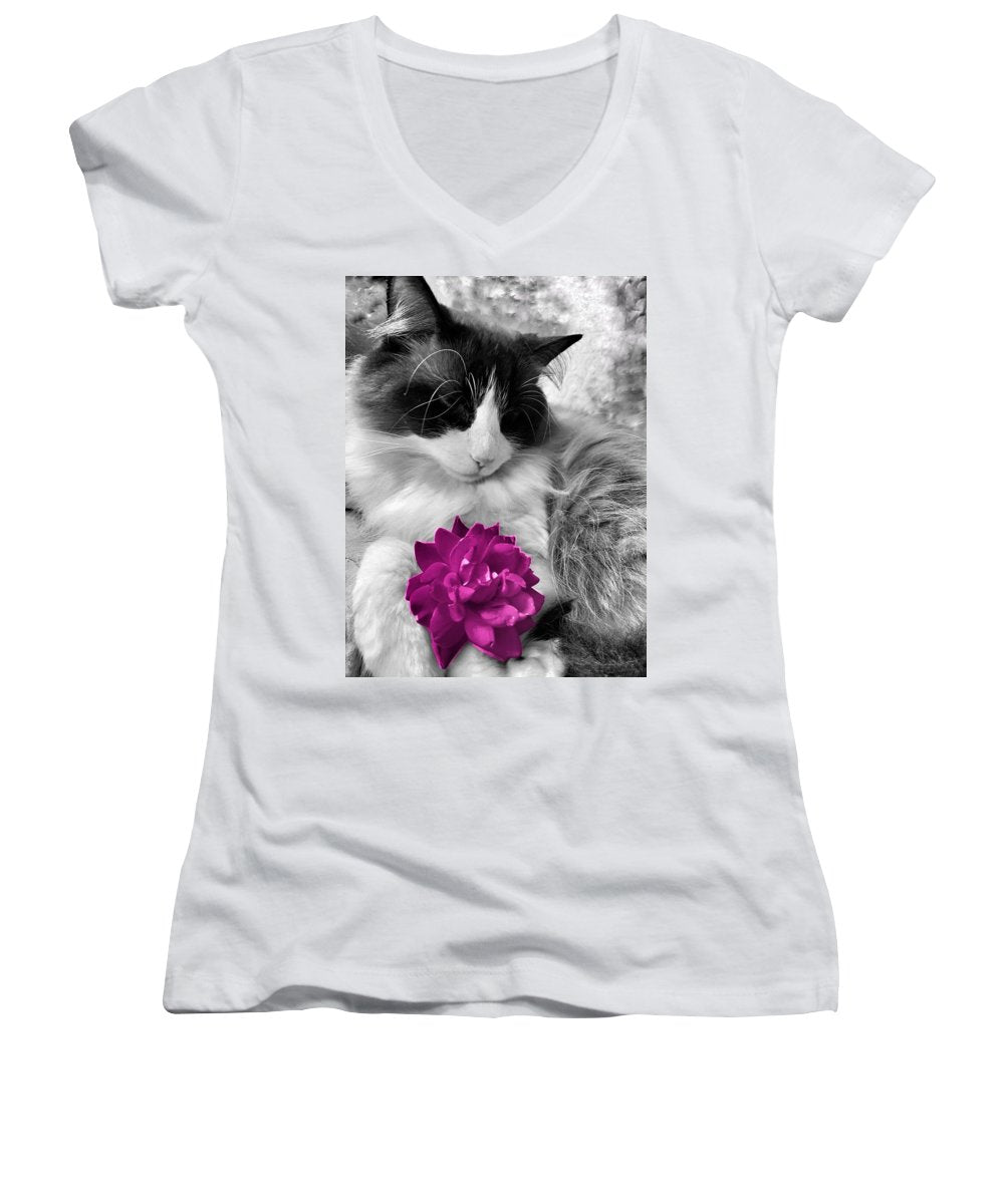 Fiona's Fuschia Flower - Women's V-Neck