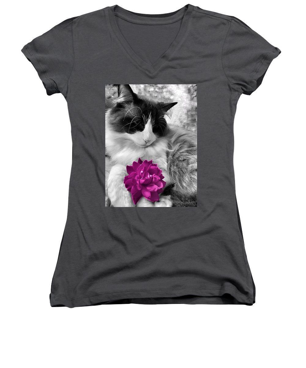 Fiona's Fuschia Flower - Women's V-Neck