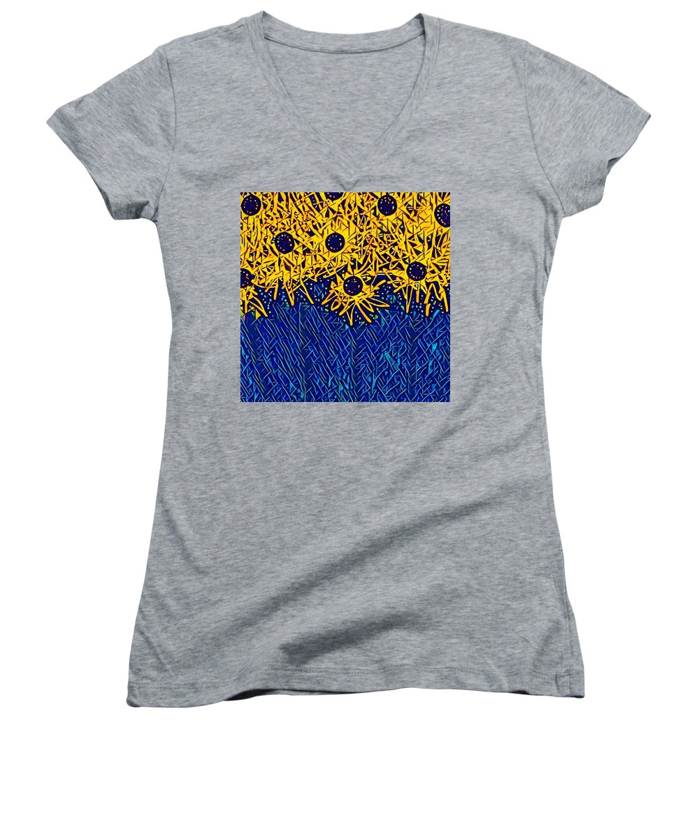 Abstracted Asteraceae - Women's V-Neck