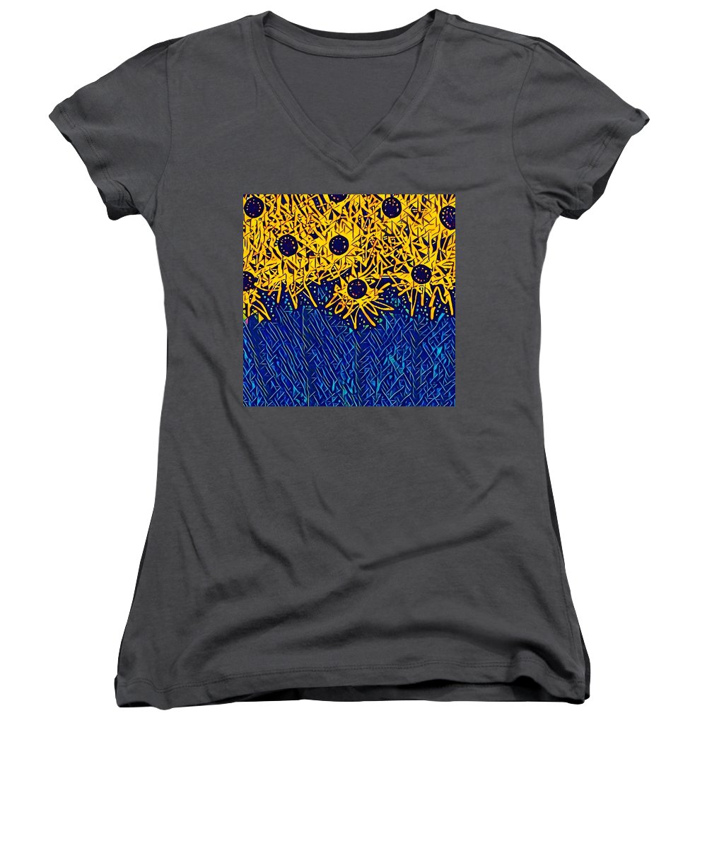 Abstracted Asteraceae - Women's V-Neck