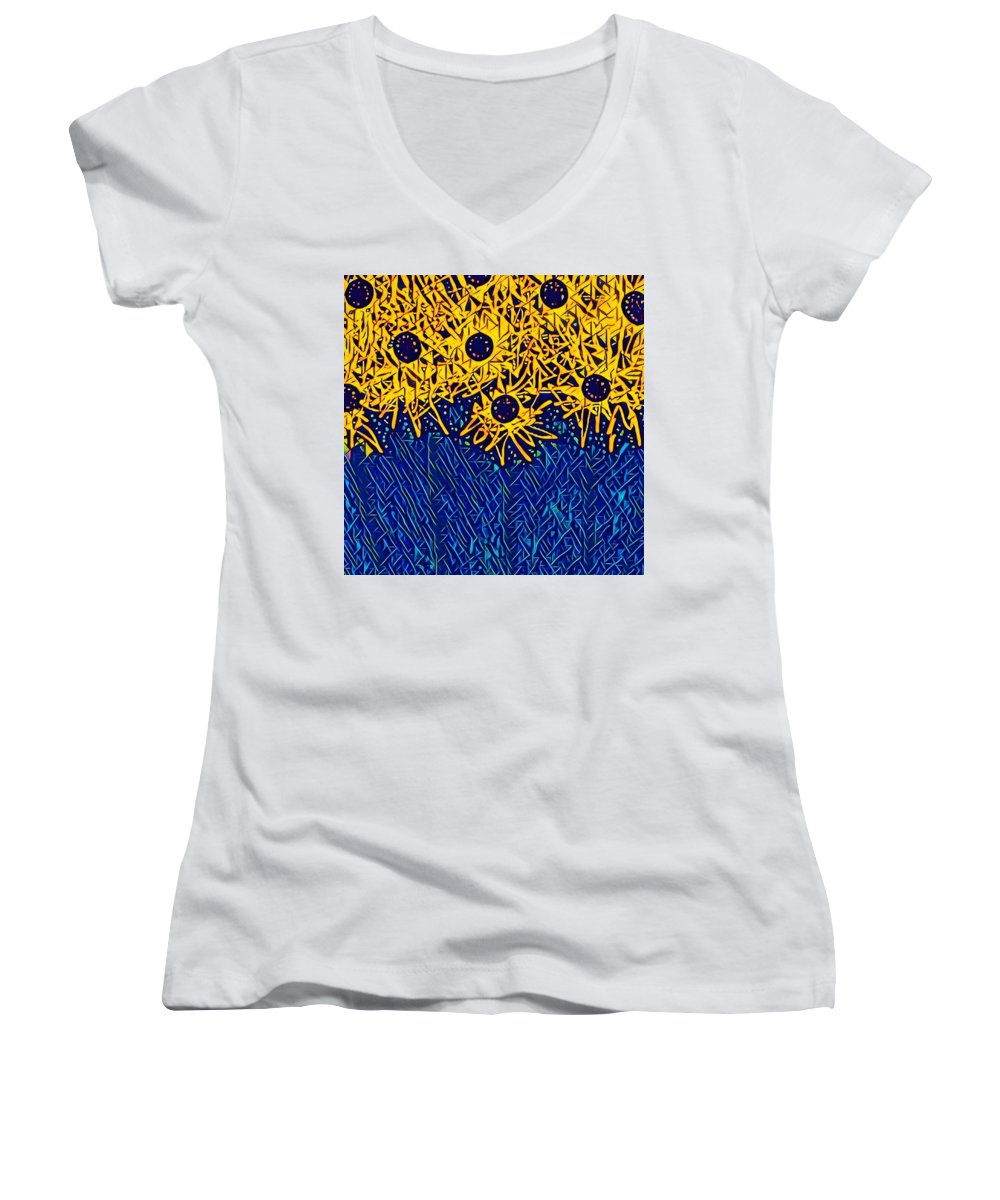 Abstracted Asteraceae - Women's V-Neck