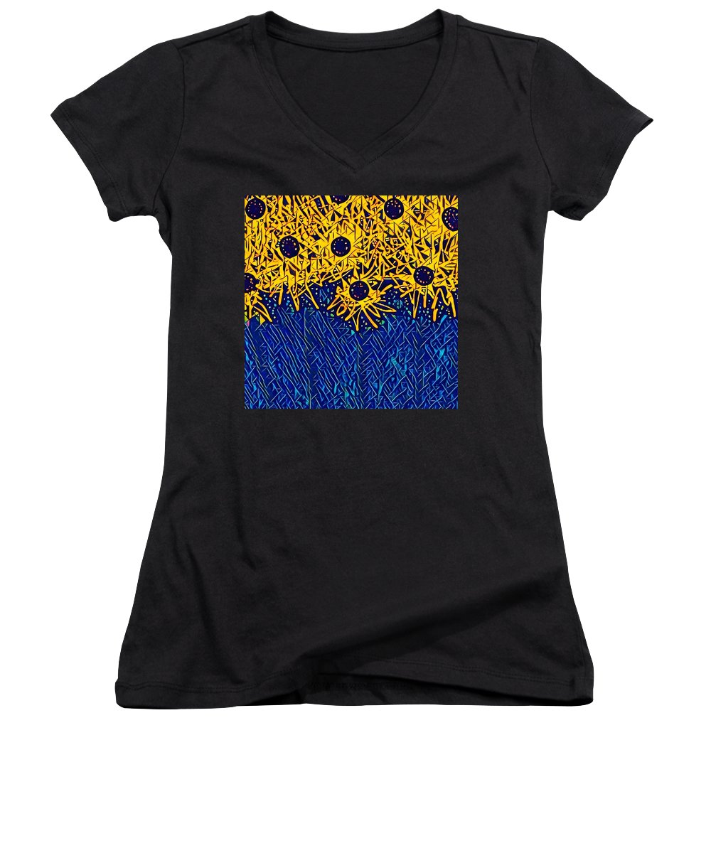 Abstracted Asteraceae - Women's V-Neck