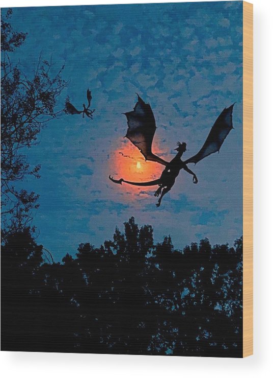 Dragon Night - Wood Print